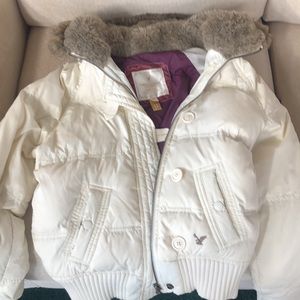 American Eagle Cream Bomber Jacket Size Small